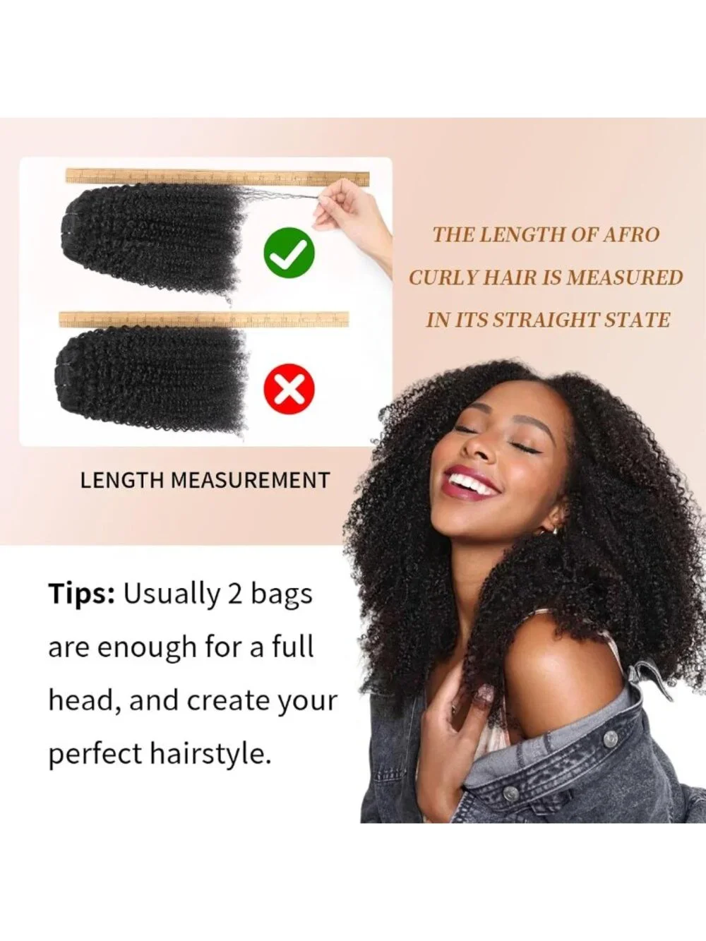 12-Inch Afro Kinky Curly Clip-Ins, Dark Brown Human Hair for 4C Texture, 8